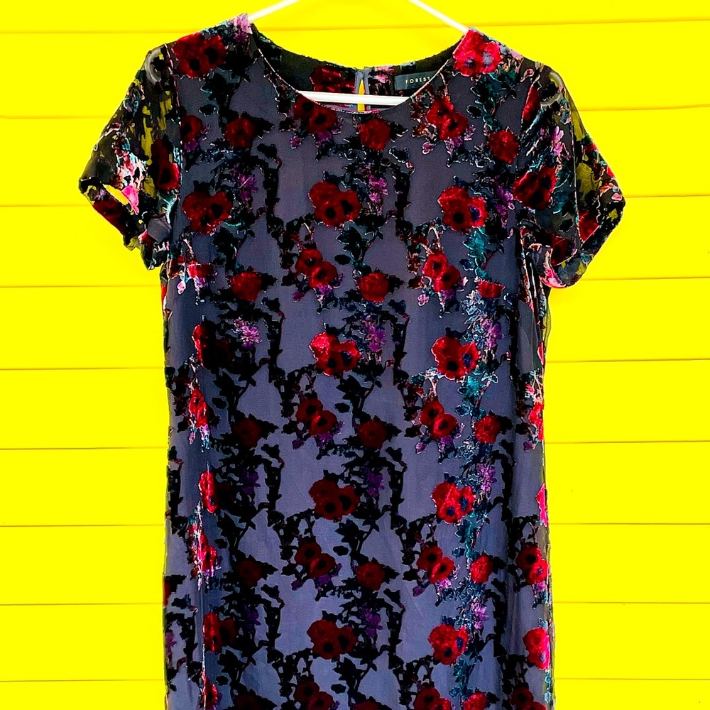 Nordstrom Party/Holiday Burnout Velvet & Silk Floral Dress- medium- never worn!!